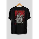 Ankhises Visions Arka Baskılı Siyah Oversize T-Shirt Erkek Kadın Pamuk Bisiklet Yaka Tişort