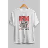 Ankhises Visions Ön Baskılı Beyaz Oversize T-Shirt Erkek Kadın Pamuk Bisiklet Yaka Tişort