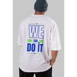 ankhises We Can Do It Arka Baskılı Beyaz Oversize T-Shirt Erkek Kadın Bisiklet Yaka - M