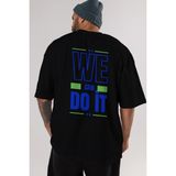 ankhises We Can Do It Arka Baskılı Siyah Oversize T-Shirt Erkek Kadın Bisiklet Yaka - M