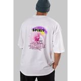 ankhisesFreedom Spirit Brooklyn Arka Baskılı Beyaz Oversize T-Shirt Erkek Kadın Bisiklet Yaka