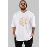 ankhisesIron Man 1 Ön Baskılı Beyaz Oversize T-Shirt Bisiklet Yaka Erkek Kadın - XL