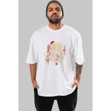 ankhisesIt (2) Ön Baskılı Beyaz Oversize T-Shirt Bisiklet Yaka Erkek Kadın