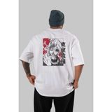 ankhisesKaneki Ken Tokyo Ghoul Anime Arka Baskılı Beyaz Oversize T-Shirt Pamuk Erkek Kadın