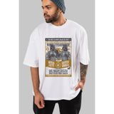 ankhisesRumble In The Darkside Ön Baskılı Beyaz Oversize T-Shirt Erkek Kadın Bisiklet Yaka