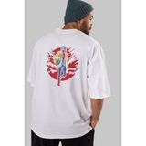 ankhisesSpıderman Arka Baskılı Beyaz Oversize T-Shirt Erkek Kadın Bisiklet Yaka - XL