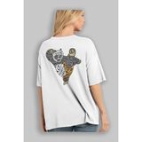 ankhisesWarrior Panda Arka Baskılı Beyaz Oversize T-Shirt Erkek Kadın Bisiklet Yaka - M
