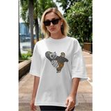 ankhisesWarrior Panda Ön Baskılı Beyaz Oversize T-Shirt Erkek Kadın Bisiklet Yaka
