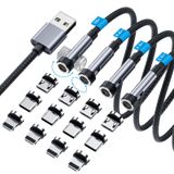 Ankndo 540 ° Döndürme Manyetik Şarj Kablosu, 3'ü 1 Arada Manyetik Telefon Şarj Cihazı [4'lü Paket, 3 ft/3 ft/6ft/10 ft] 3A Hızlı Şarj Kablosu Desteği Veri Aktarımı USB Mıknatıs Şarj Kablosu i-P/Micro USB/Tip