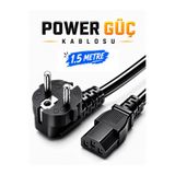 ANKTEK 1.5 Metre Power Kablo Bilgisayar Kasa Monitör vb 500W 3x0.75 mm 3 Pin Güç Kablosu
