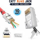 Anktek 10 Adet Cat7 Jack Metal Konnektör 8 Pin Kemerli Ez RJ45 Kolay Geçişli Plug - Cat7 için