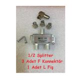 ANKTEK 1/2 Splitter 2 li Uydu Anten Çoklayıcı Dağıtıcı + 3 Adet F Konnektör + 1 Adet L Tipi Konnektör