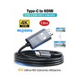 ANKTEK 4K Type-C to HDMI Görüntü Aktarma Kablosu 4K@60Hz HDTV - 1.8 Metre Gri