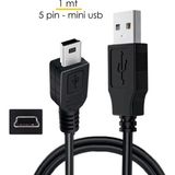 Anktek 5 Pin Mini USB To USB 2.0 V3 Şarj ve Veri Aktarım Kablosu - 1 mt Uyumlu Tablet ile Kablolu Bağlantı - Siyah