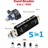 Anktek 5'i 1 Arada Usb/micro Usb/type C Çıkışlı Micro Sd Kart Okuyucu Otg Çevirici - Siyah