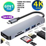 Anktek 6 Port Çoğaltıcı Dönüştürücü 6 In 1 Type-C Hub Tel Pc Tablet 4K Hdmi Sd Tf Usb3.0/2.0 - 6 Çıkış