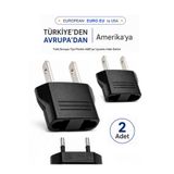 ANKTEK ABD’ye Seyahat Adaptörü Türk/Avrupa Prizini Amerikan Tipine Çevirici Priz Euro to US Converter Plug (2 Adet)