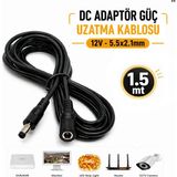 Anktek Dc Adaptör Güç Uzatma Kablosu 5.5x2.1mm 12V Kamera LED Şerit Monitör Router... 1.5 mt - 1,5 Metre