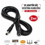 Anktek Dc Adaptör Güç Uzatma Kablosu 5.5x2.1mm 12V Kamera Şerit LED Monitör Dvr/nvr...2 mt - 2mt