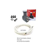 ANKTEK Dörtlü 4'lü Next Lnb (Yeni Seri) + 30 Metre Rg6 U6 Herz Anten Kablosu 4K + 4 Contalı Konnektör