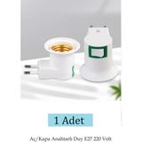 Anktek Duy E27 Aç/kapa Anahtarlı Standart Ampul Duyu Prize Takılan 220 Volt - 1 Adet