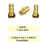 ANKTEK F Ara Seti, 2 Adet Gold F + 1 Adet Gold F Ara Konnektörü Anten Kablolarını Birleştirir Ek Yapar