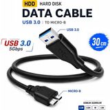 Anktek Harddisk HDD Hard Disk Veri Data Kablosu, 30 cm Siyah, USB 3.0 To Micro Usb-B, 5 Gbps