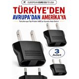 Anktek Türk/ Avrupa Tipi Prizi Amerikan Tipine Çevirici Dönüştürücü Priz Euro To Us Converter Plug - 3 adet