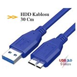 Anktek USB 3.0 Taşınabilir HDD Harddisk Kablosu (30 Cm Mavi) Micro Usb-B / 5 Gbps Hızlı Veri Aktarır