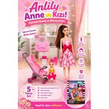 Anlily Anne Ve Kızı Pusetli Oyuncak Bebek Seti - Bebek Arabası Ve Aksesuarlı 5 Parça (30 Cm)