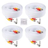 Anlink 4K 8MP 5MP 2MP 100FT/30M Premade 2'si 1 arada BNC Video Güç Kablosu/Kablosu, Güvenlik Kamera Sistemleri, CCTV, DVR, Gözetim Sistemi, BNC Konnektörleri ve RCA Adaptörleri ile (4 Paket, Beyaz)