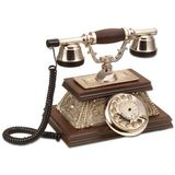 Anna Bell Yalı Gümüş Varaklı Klasik Ahşap Telefon
