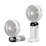 Anncain Taşınabilir El Vantilatörü, Mini Katlanabilir Masa Üstü Vantilatör, 5 Hızlı USB Şarj Edilebilir Vantilatörler, LED Ekranlı Ev Ofis Seyahat için Pil ile Çalışan Mini El Vantilatörü (Beyaz)