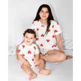 Anne Bebek Pijama Takımı Kombin Kalp Desen Kısakol Şort (Tek Tek Satılmaktadır) - 3 - 6 Ay
