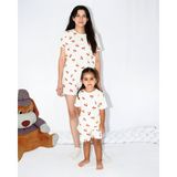 Anne Bebek Pijama Takımı Kombin Kiraz Desen Kısakol Şort (Tek Tek Satılmaktadır)