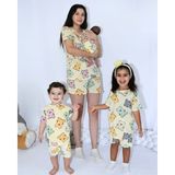 Anne Bebek Pijama Takımı Kombin Sarı Haribo Desen Kısakol Şort (Tek Tek Satılmaktadır) - 3 - 6 Ay