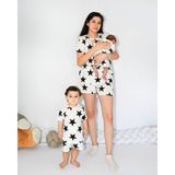 Anne Bebek Pijama Takımı Kombin Yıldız Desen Kısakol Şort (Tek Tek Satılmaktadır) - 6 - 9 Ay