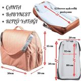 Anne Bebek Tasarımı 2’si 1 Arada Çantalı Taşınabilir %100 Pamuklu Anne Yanı Bebek Yatağı Babynest Bebek Reflü Yatağı 45x90 cm - Bej - Turuncu