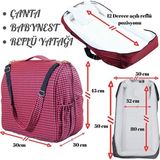 Anne Bebek Tasarımı 2’si 1 Arada Çantalı Taşınabilir %100 Pamuklu Anne Yanı Bebek Yatağı Babynest Bebek Reflü Yatağı 45X90 cm - Kırmızı - Siyah