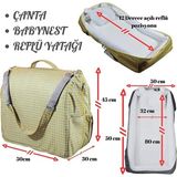 Anne Bebek Tasarımı 2’si 1 Arada Çantalı Taşınabilir %100 Pamuklu Anne Yanı Bebek Yatağı Babynest Bebek Reflü Yatağı 45X90 cm - Sarı - Gri