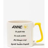 "anne Bitmeyen Sevgi" Duygusal Anneye Doğum Günü Hediye Sarı Kulplu Kupa Bardak