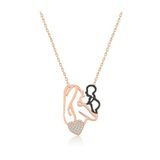 Anne Çocuk Kalp Kolye Nano Zirkon Rose Gold Kaplama Gümüş Uvps100534