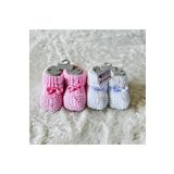 anne dokunuşu gibi KUZUM BEBE Pembe Beyaz Ikili Kurdelalı Triko Erkek Kız Bebek Patiği