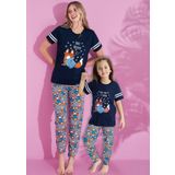 Anne Kız Kombin Desenli Viskon Kısa Kollu Pijama Takımı (ANNE KIZ AYRI SATILIR)
