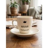 Anne Kraliçemsin Krem Türk Kahvesi Fincanı - Hediye Seramik Türk Kahvesi Fincanı