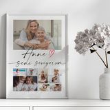 Anne Seni Seviyorum Yazılı Fotoğraflı Tasarım Tablo , Anneler Günü Hediyesi, Anneler Günü Tablosu - 21 x 30 - Beyaz