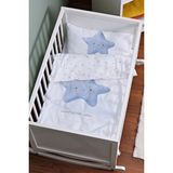 Anne Yanı Beşik Nevresim Takımı (60x100) - Pure Baby Serisi - Pofuduk Mavi Yıldız