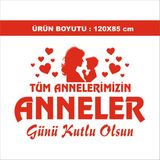 Anneler Günü Için Folyo Kesim Mağaza Vitrin Yazısı 120X85 cm ( Model 2 ) - Kırmızı