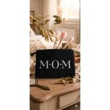 Anneler Günü Mom Yazılı Hediye Kişiye Özel Clutch Portföy Çanta - Siyah