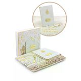 Anneler Gününe Özel İsim Nakışlı İnci Tesbih Yasin Kitabı Şönil Seccade Seti Beyaz
